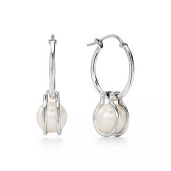 Tiffany&Co. Pearl Hoop Earrings in Sterling Silvere